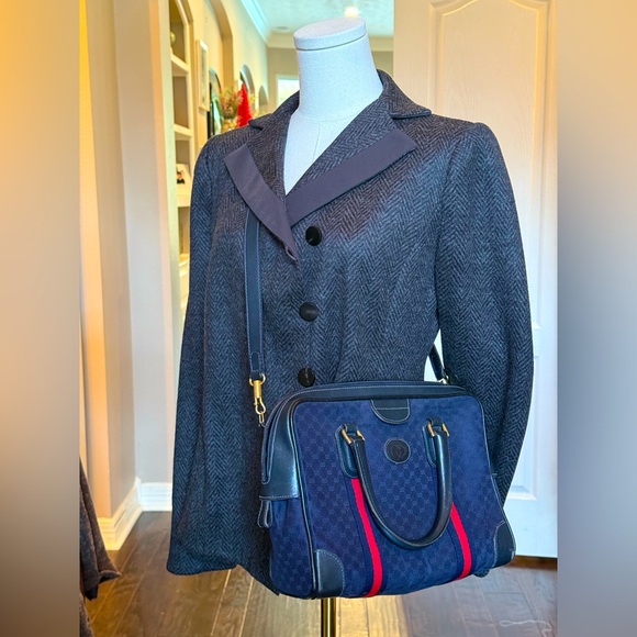 Gucci GG Monogram Supreme Sherry Web Ophidia Boston Doctor Satchel Bag Vintage - Picture 2 of 16